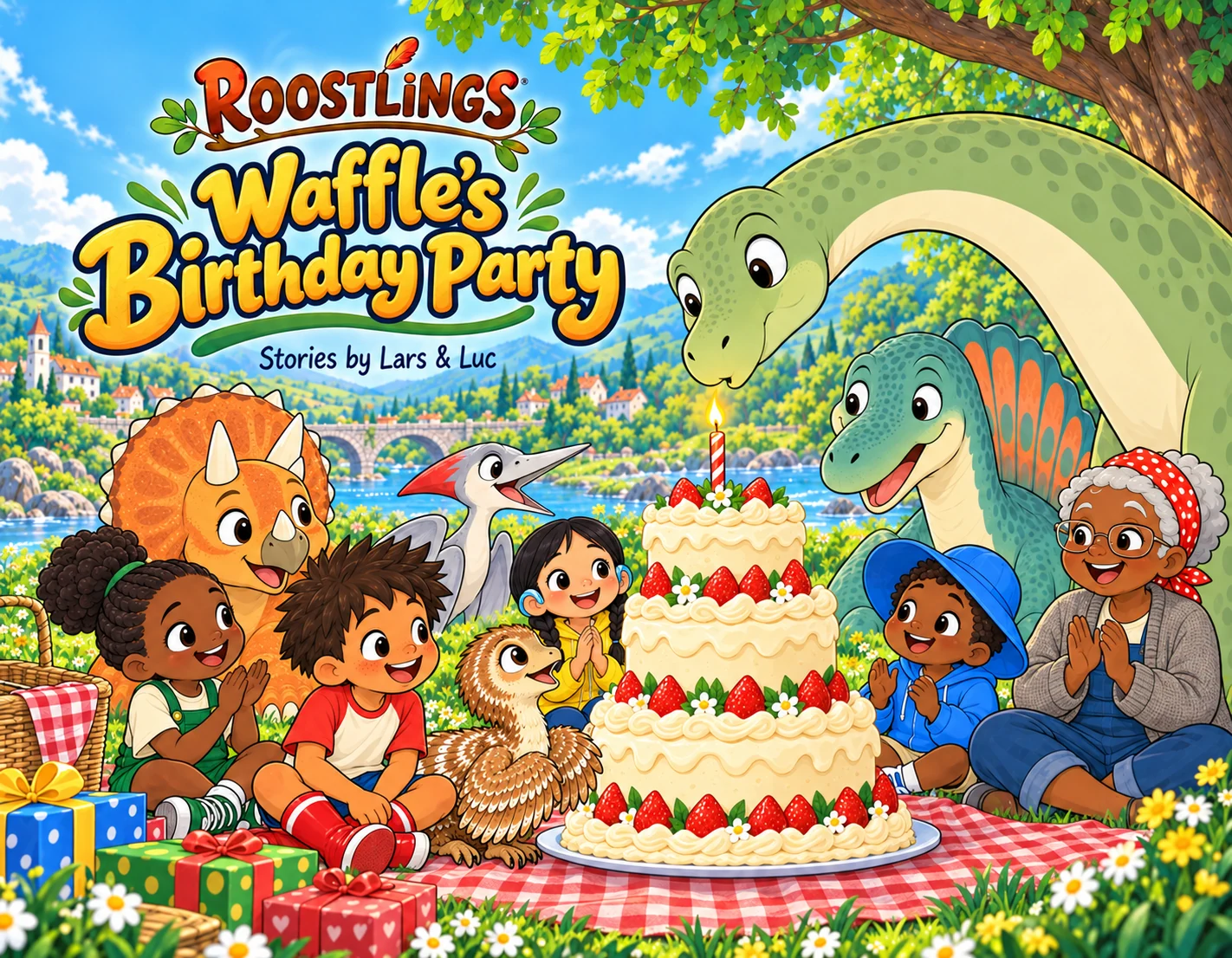 Cover artwork for Waffle's Birthday Party, a Roostlings story.