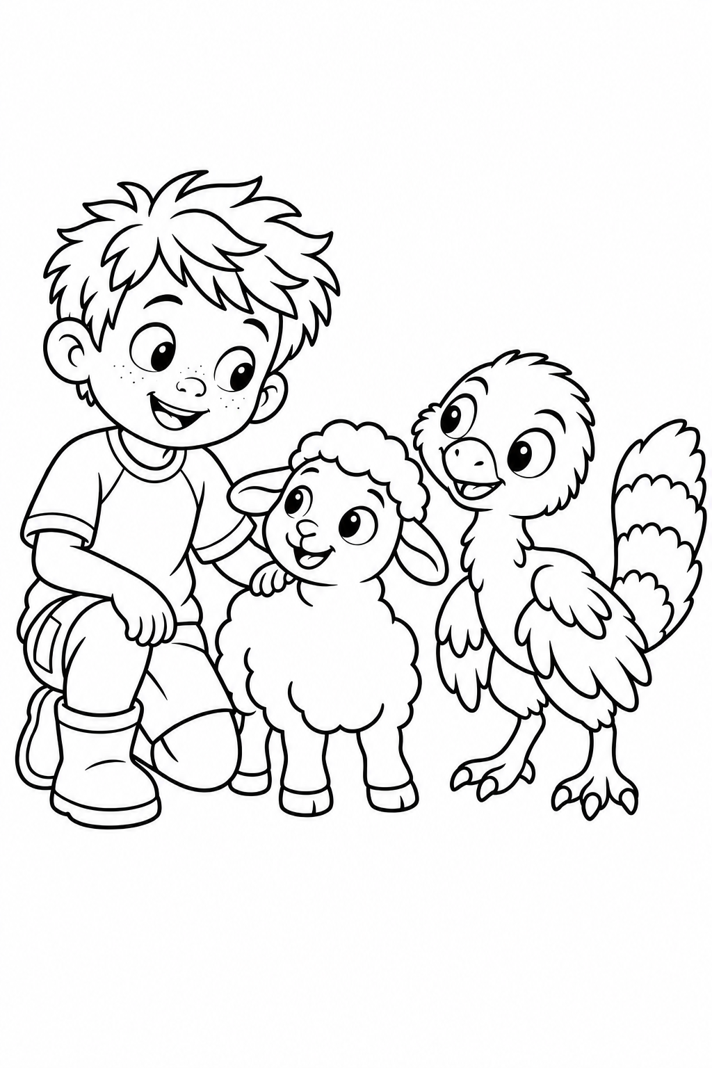 Simple outline drawing of Dax & Waffle: a little lamb to love.