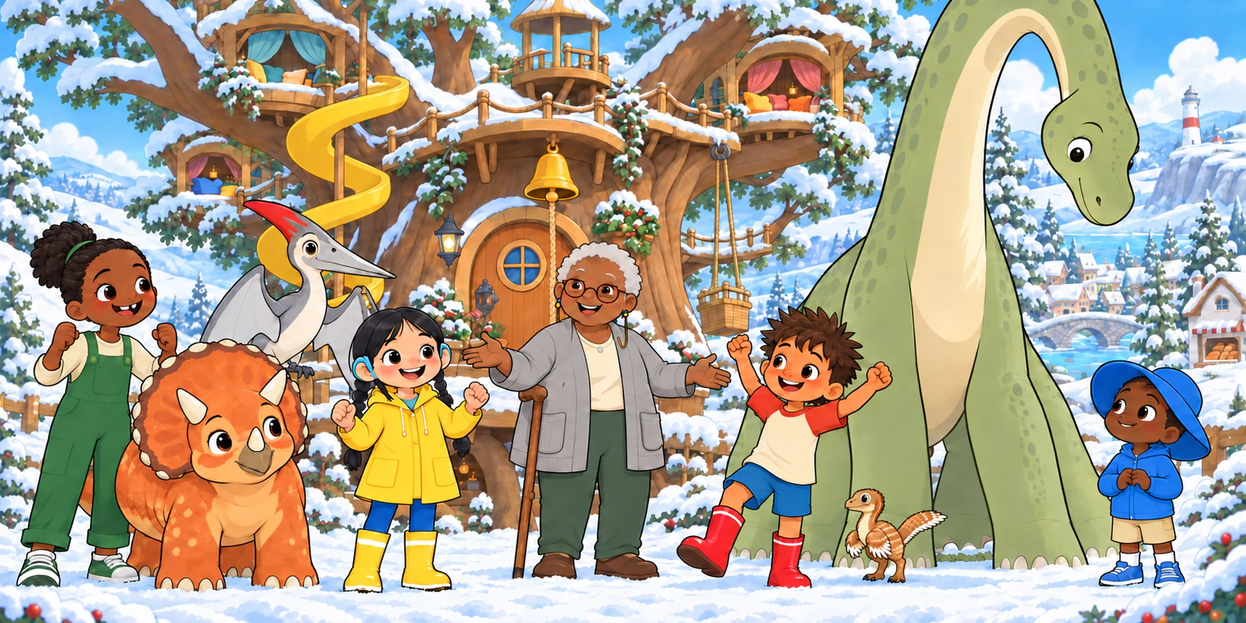 "A road full of snow," said Fig. "That's a blocked thing. A long one." She looked round at all eight. "Who's the one for a blocked thing?" Illustration for story page 7.